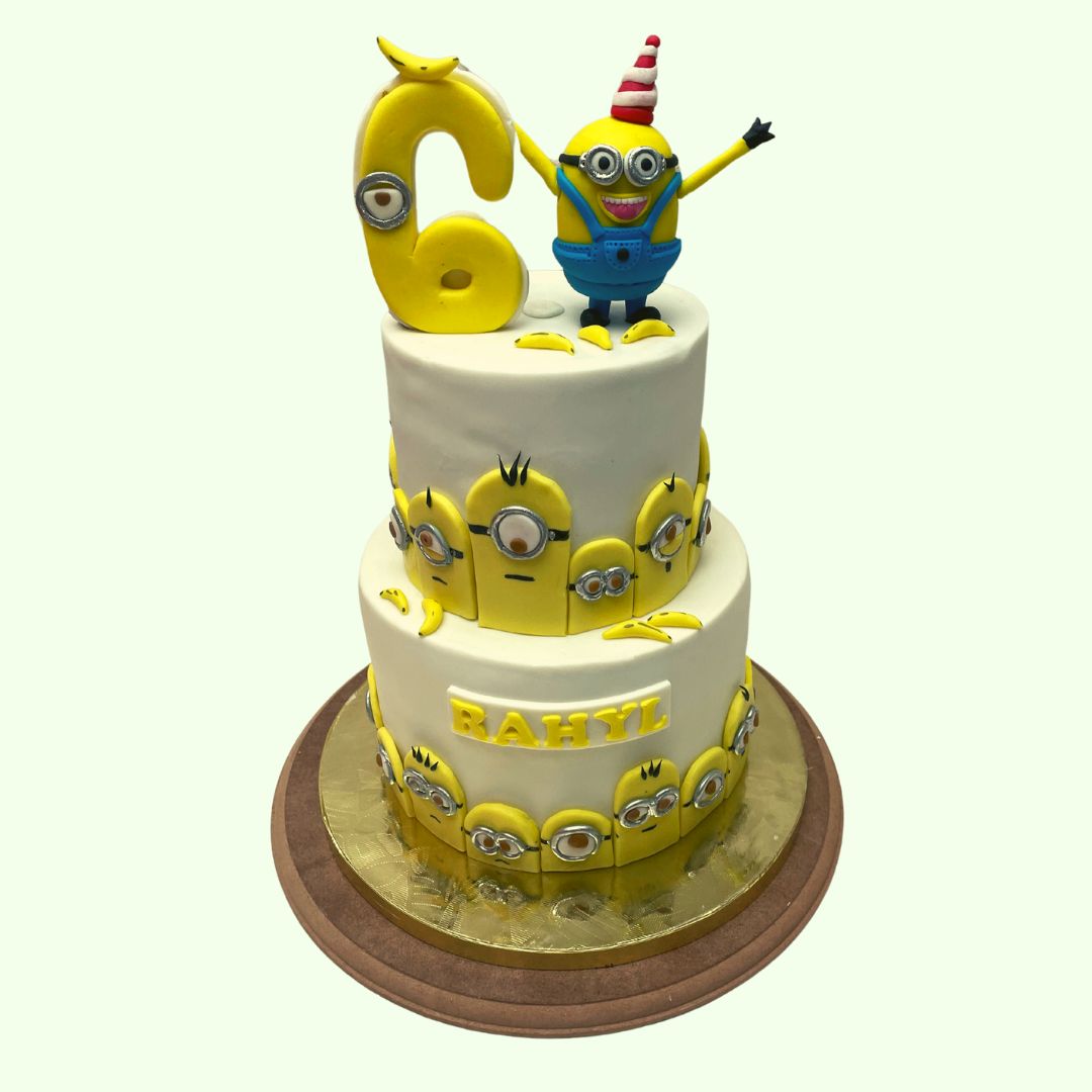 Two Tier Minion Theme Cake