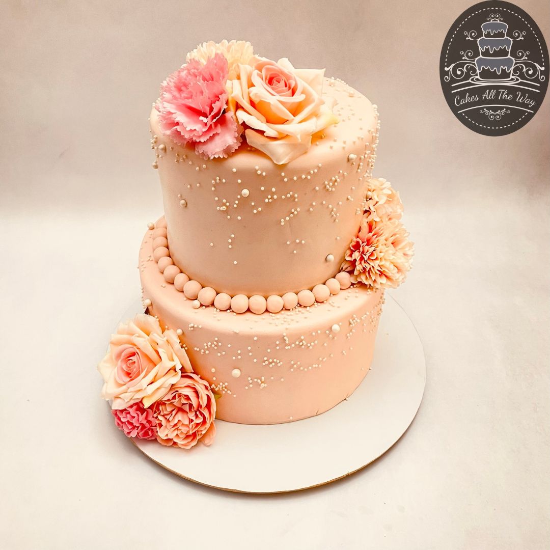 2-Tier Peach Wedding Cake