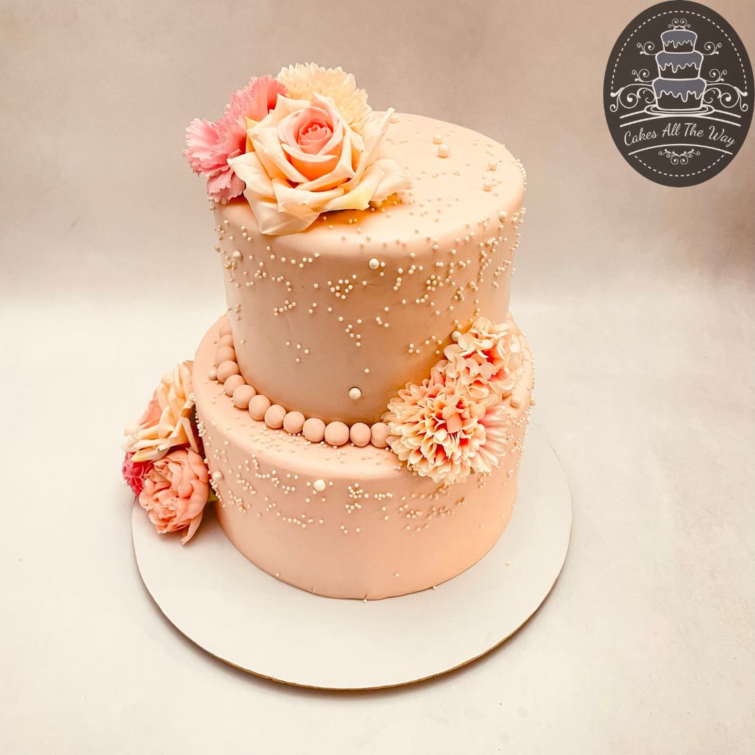 2-Tier Peach Wedding Cake