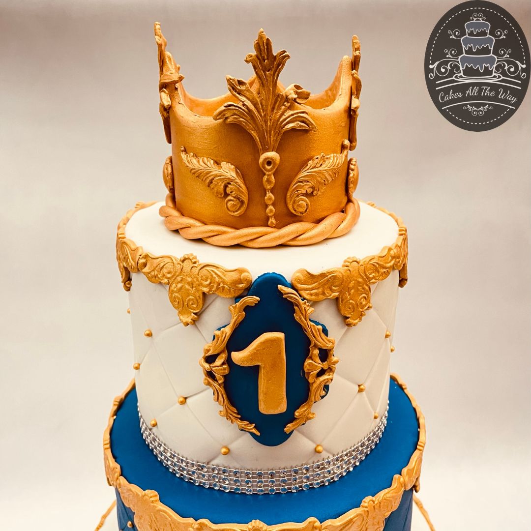 3-Tier Prince and Crown Theme Cake