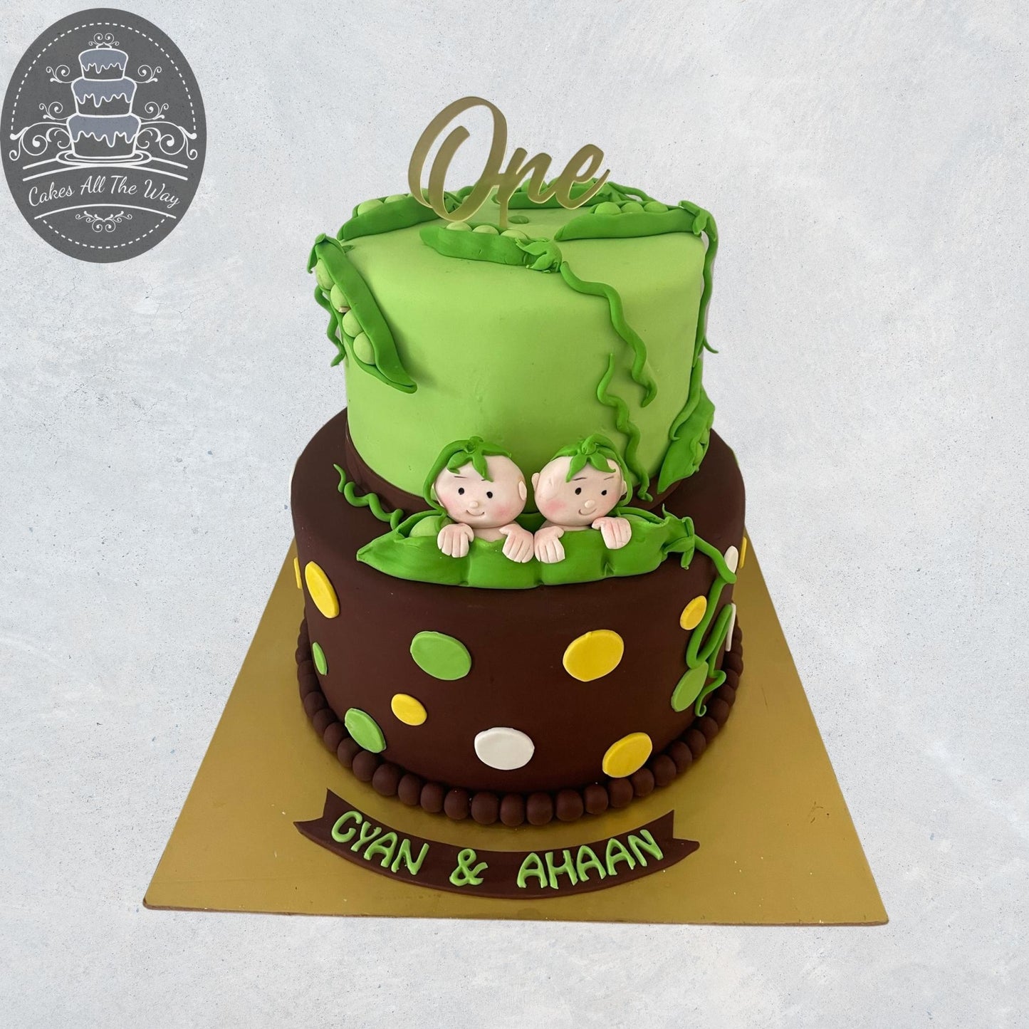 2-Tier Baby Peas Theme Cake