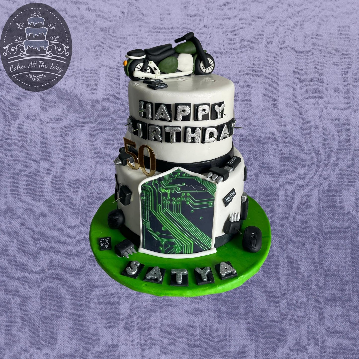 Bike and Gadgets Theme Cake
