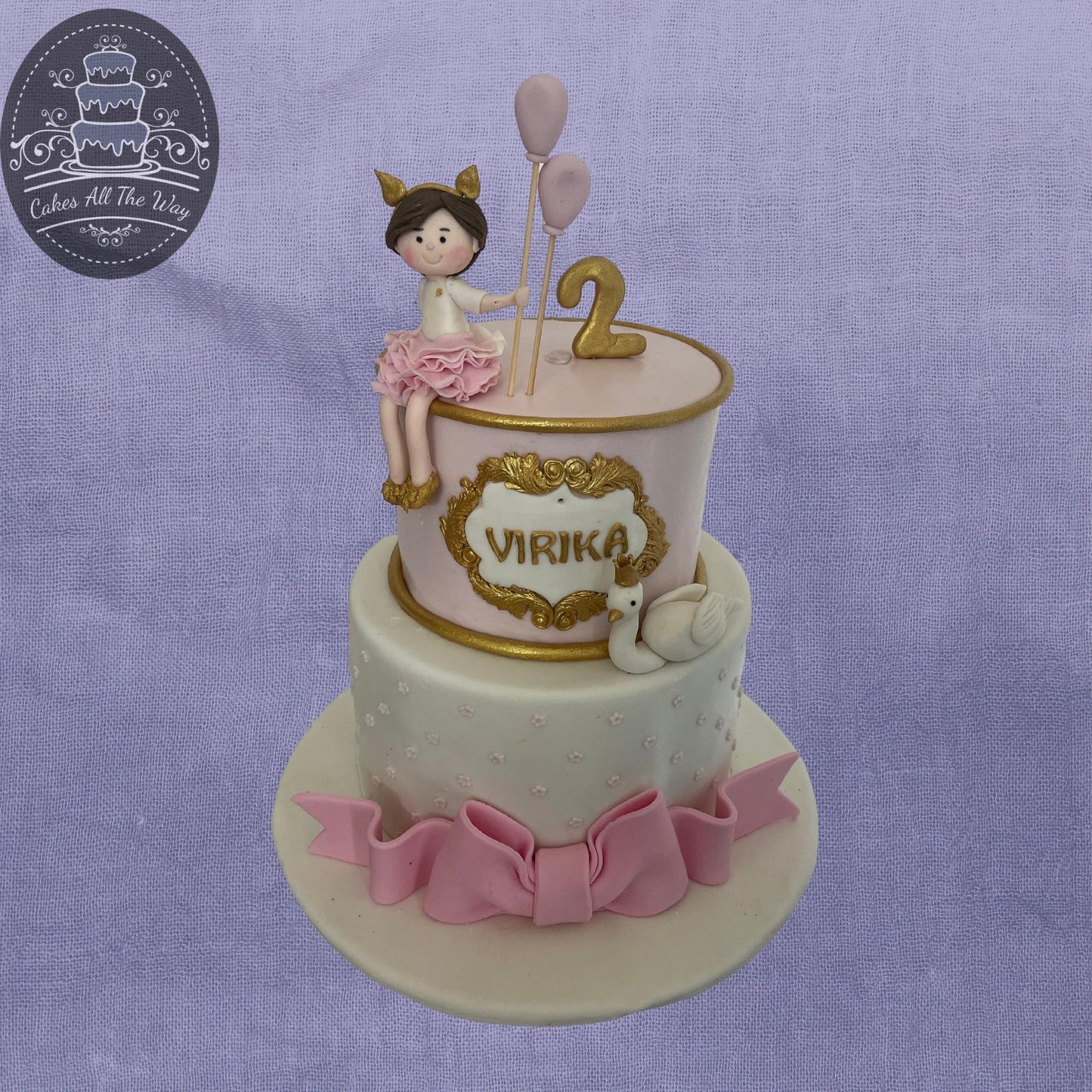 2-Tier Girl with Balloon Theme Cake