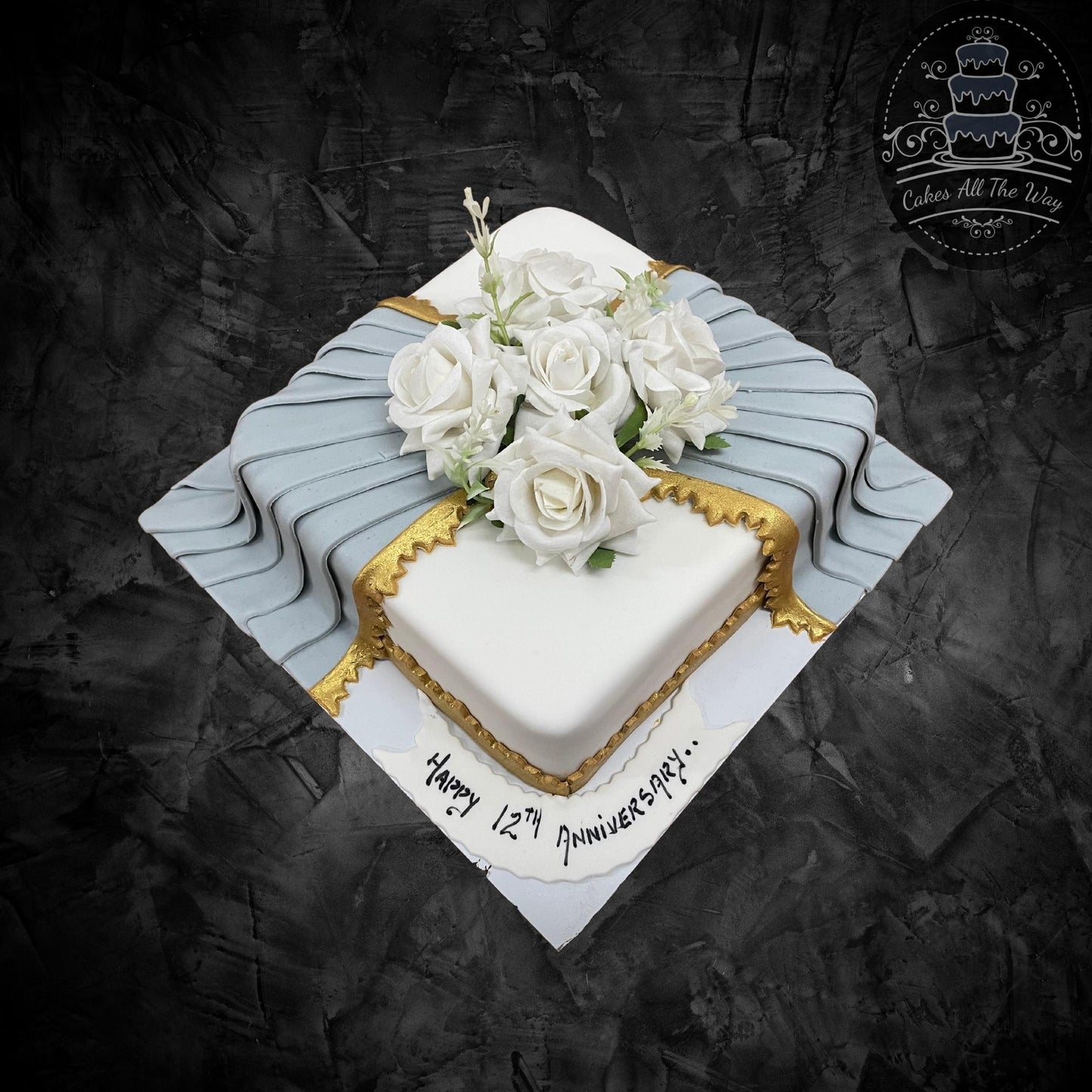 Grey and White Anniversary Cake