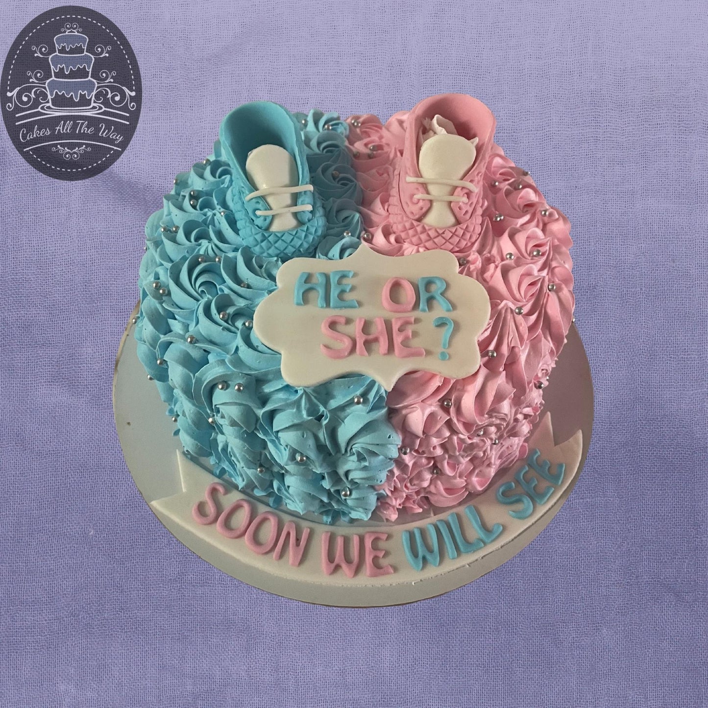 Baby Shower Blue and Pink Shoes Theme Cake