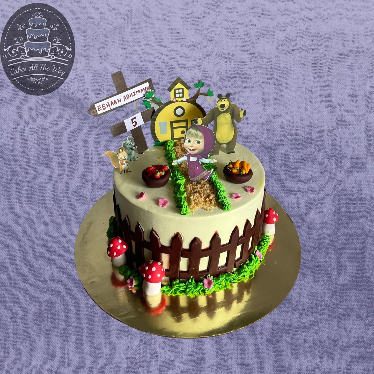 1-Tier Masha and the Bear Theme Cake