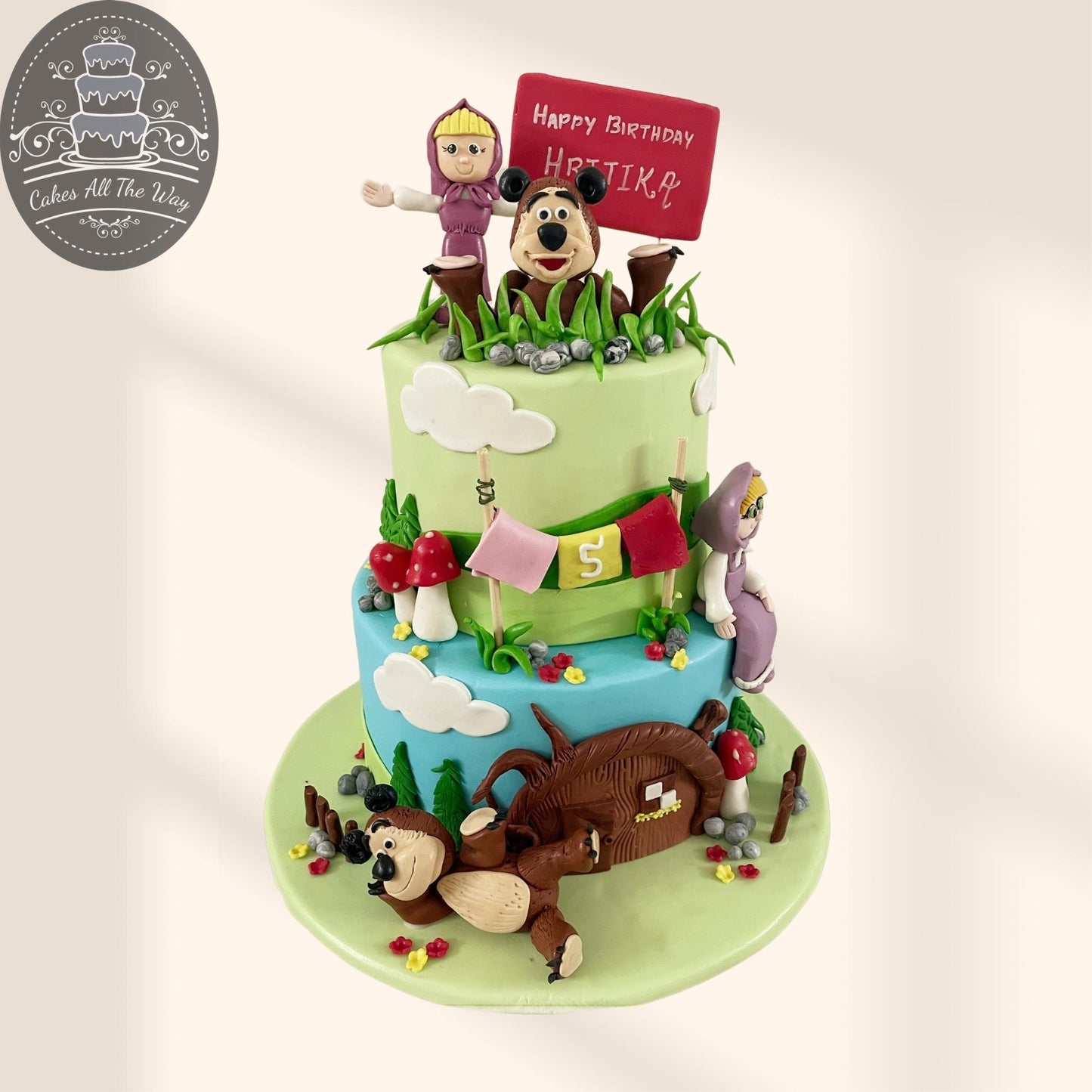 2-Tier Masha and the Bear Theme Cake
