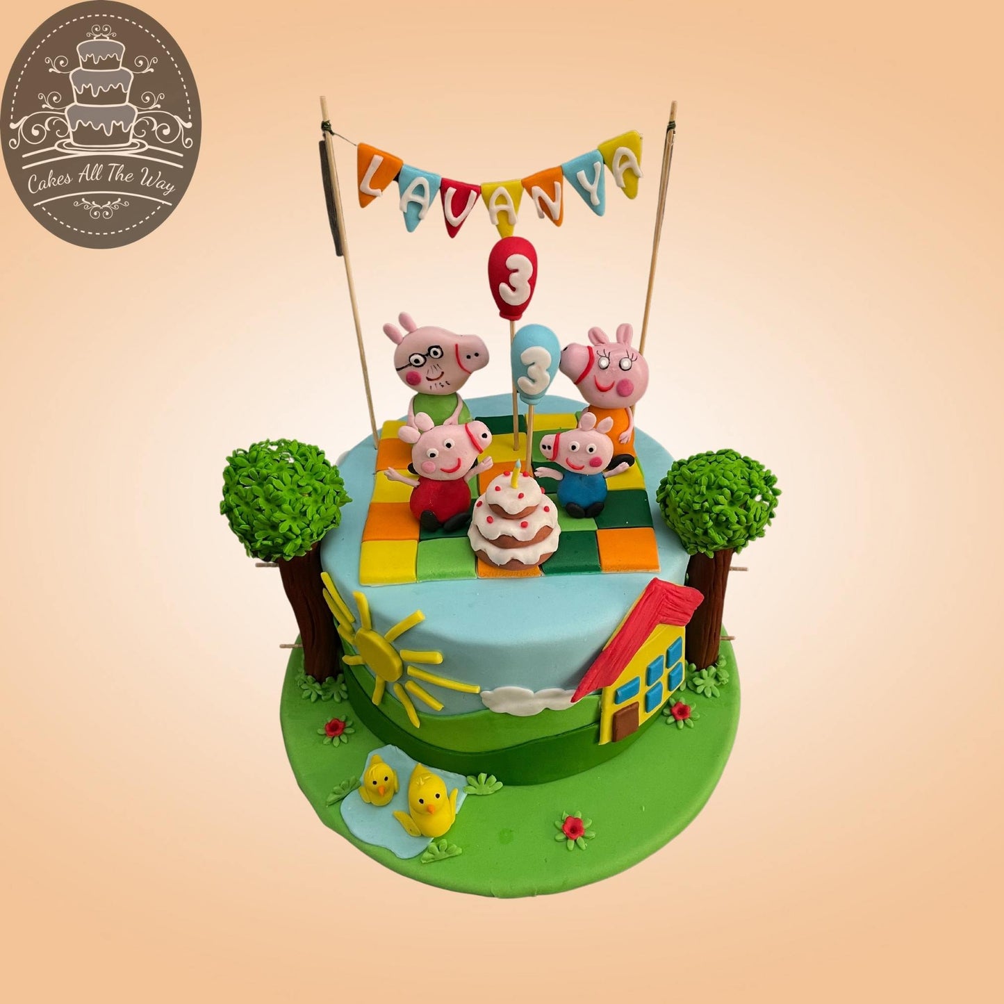 Peppa Pig and Family Theme Cake