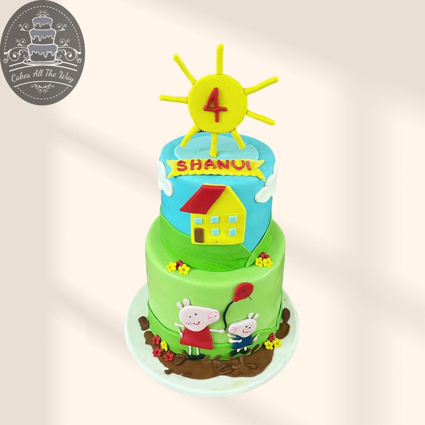 2-Tier Peppa and House Theme Cake