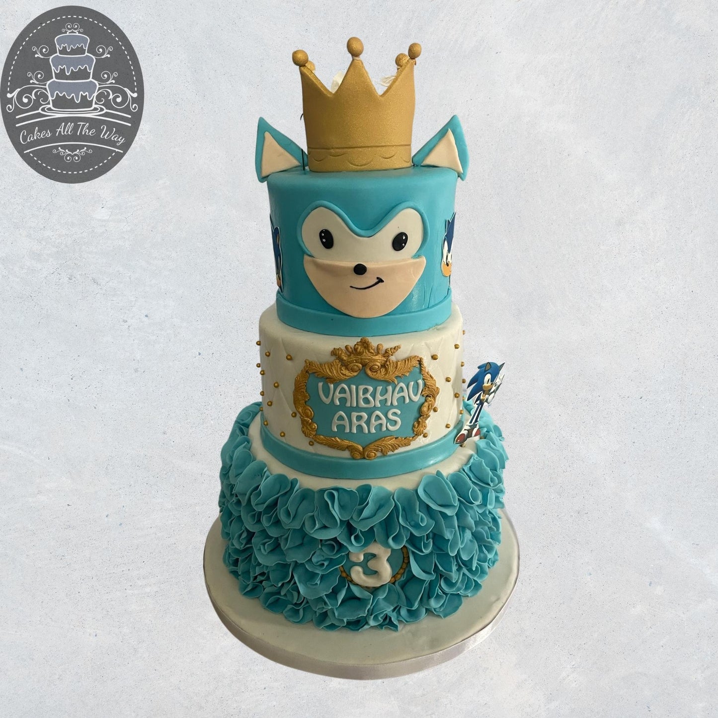 3-Tier Sonic Theme Cake