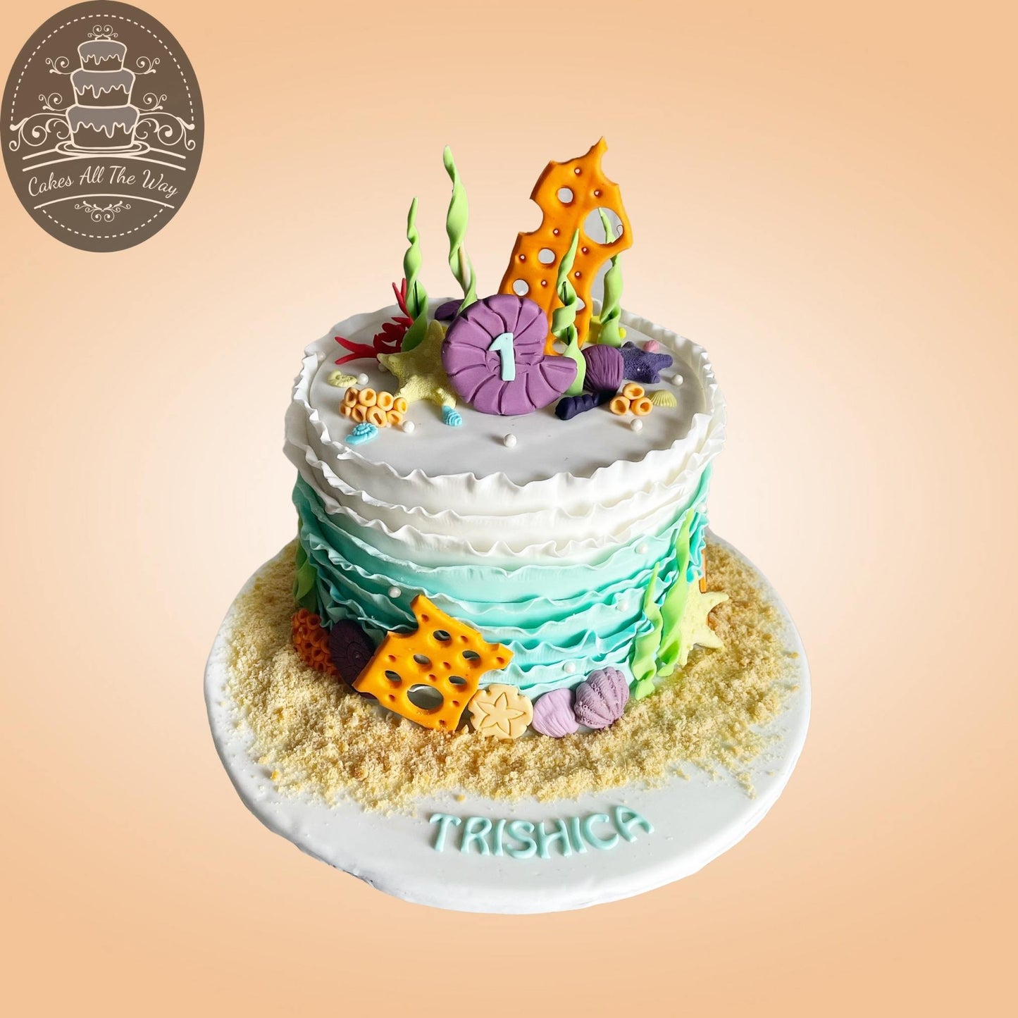 Underwater Ruffles Theme Cake