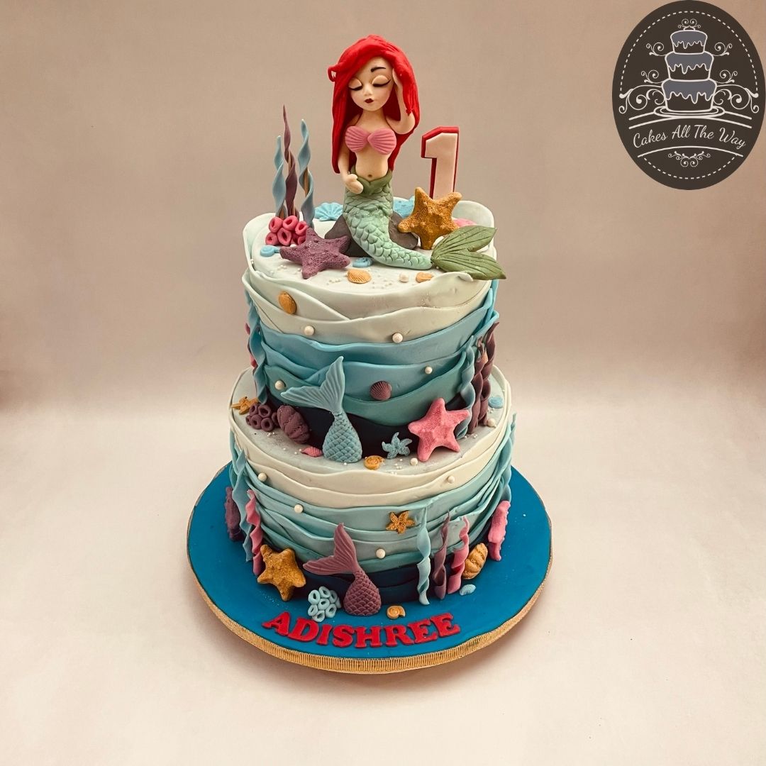 2-Tier Mermaid Underwater Theme Cake