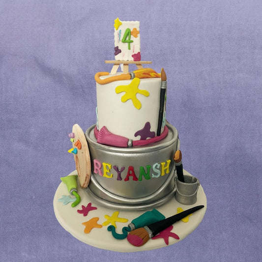 2-Tier Painter Theme Cake