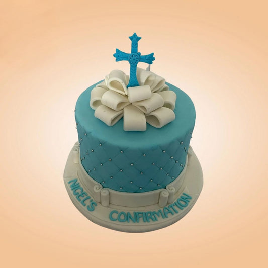 Blue Baptism Cake