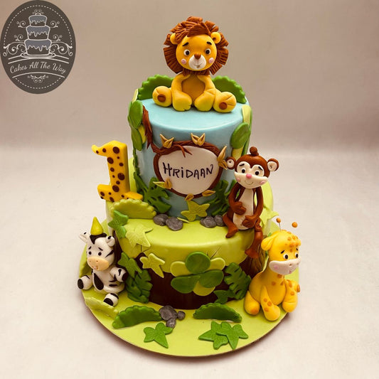 2-Tier Jungle Theme Cake