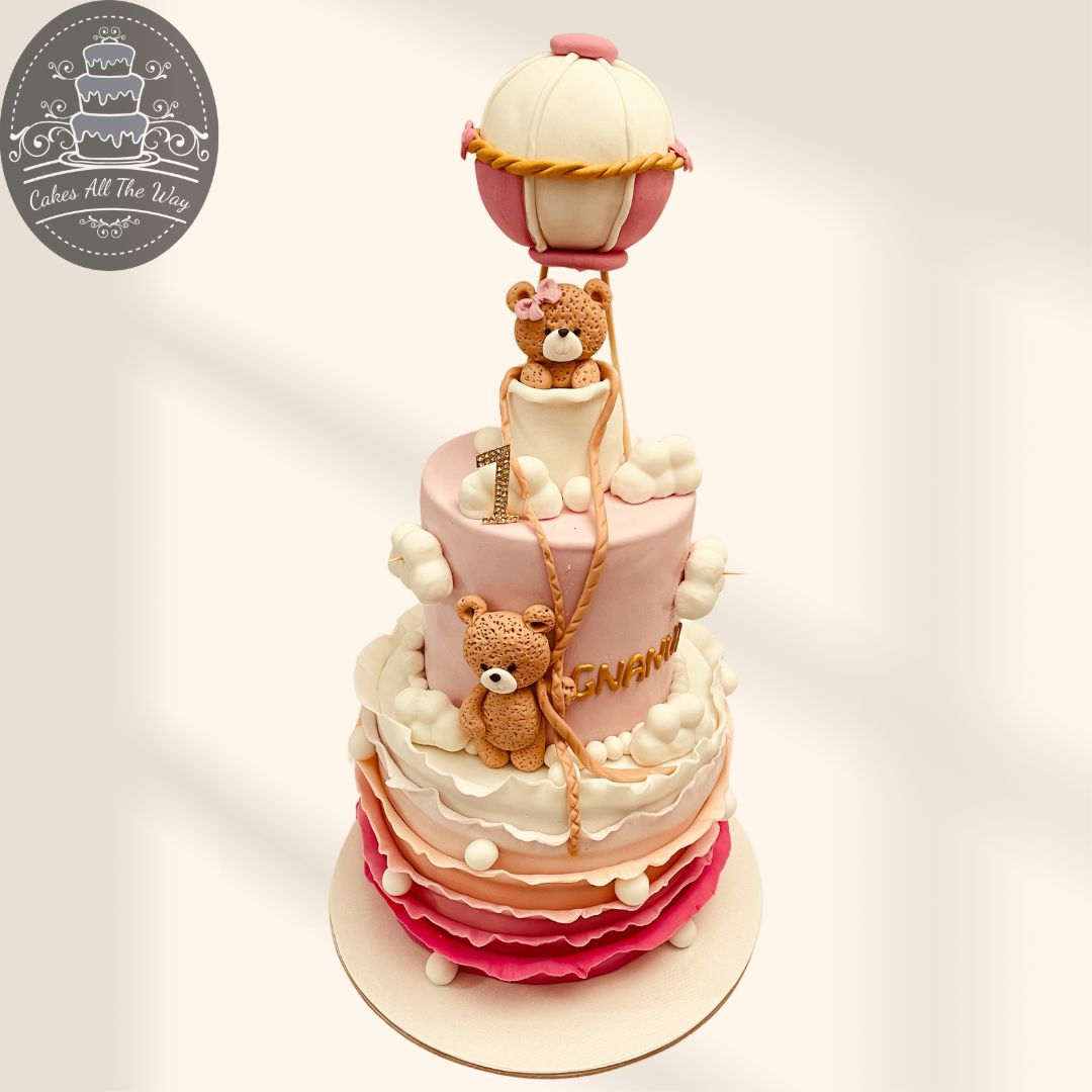2 Tier Teddy & Air Balloon Theme Cake