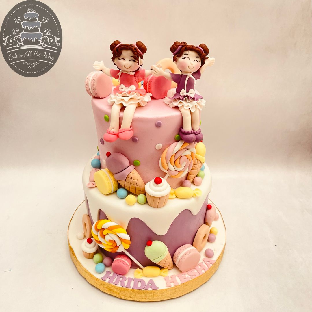 2 Tier Twins Candyland Theme Cake