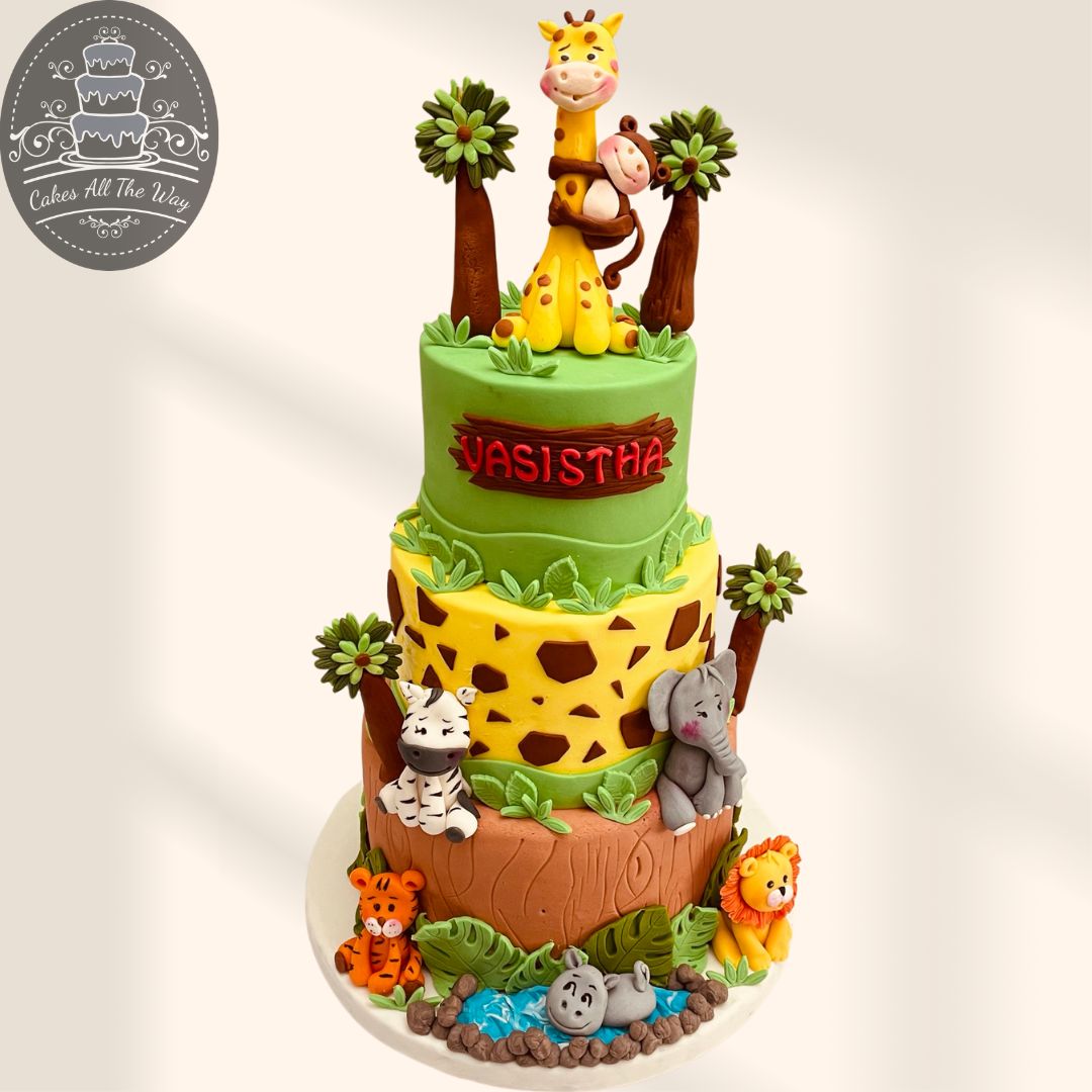 3 Tier Jungle Theme Cake
