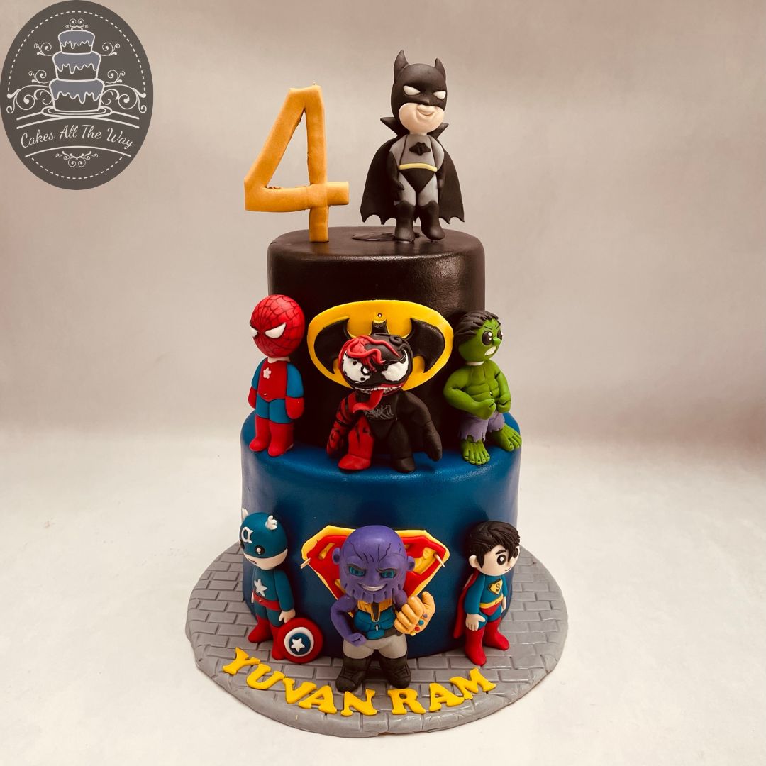2 Tier Marvel Superhero Cake