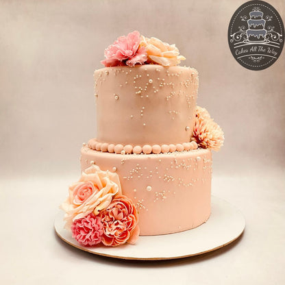 2-Tier Peach Wedding Cake