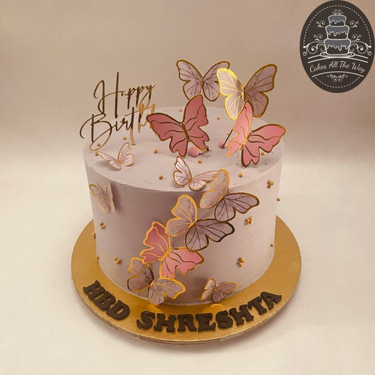 Purple Butterflies Theme Cake