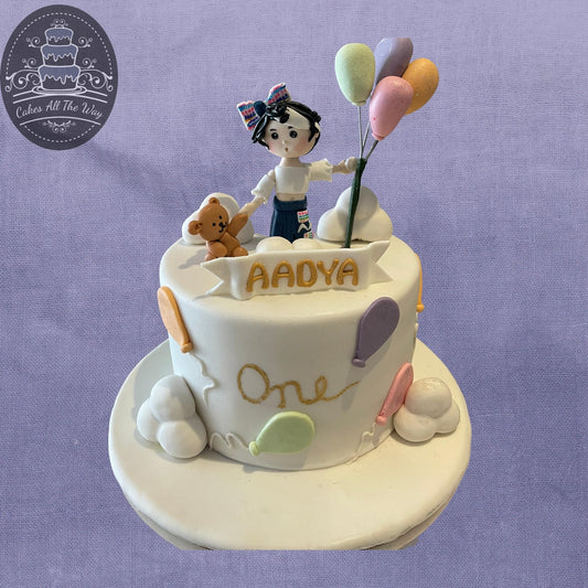 Teddy and Balloon Theme Cake