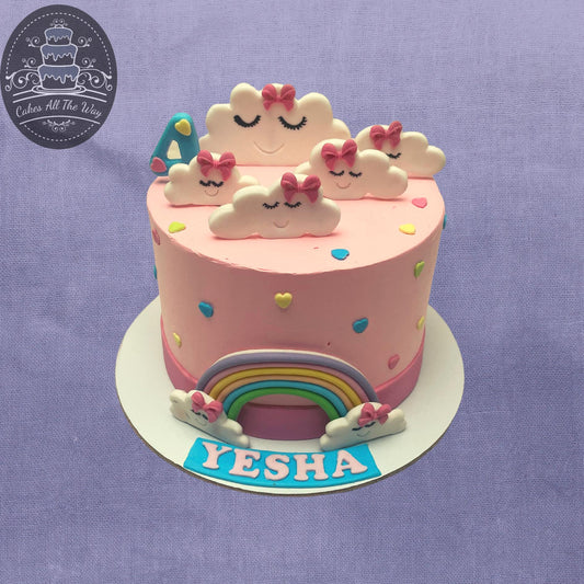 Cloud and Rainbow Theme Cake