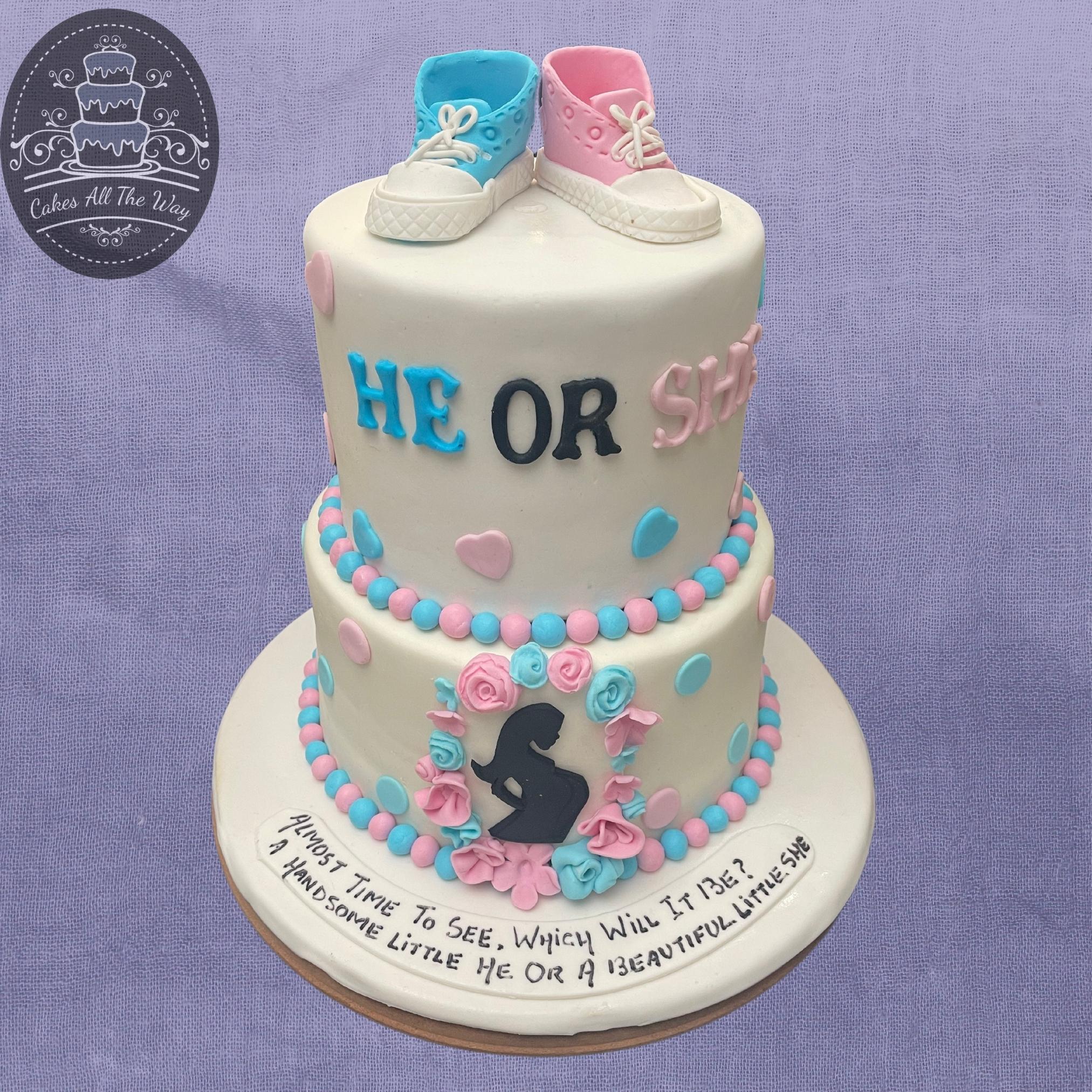 he or she baby shower theme cake