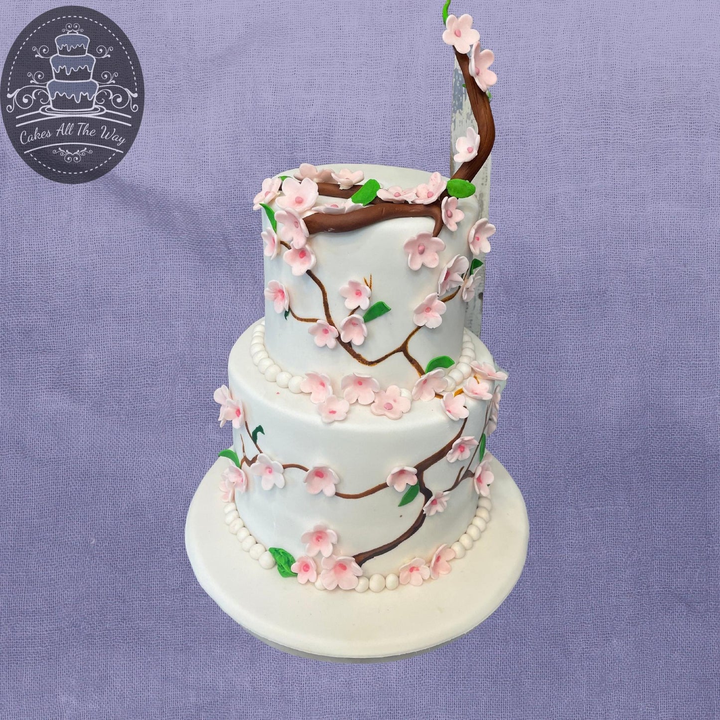2-Tier Cherry Blossom Engagement Cake