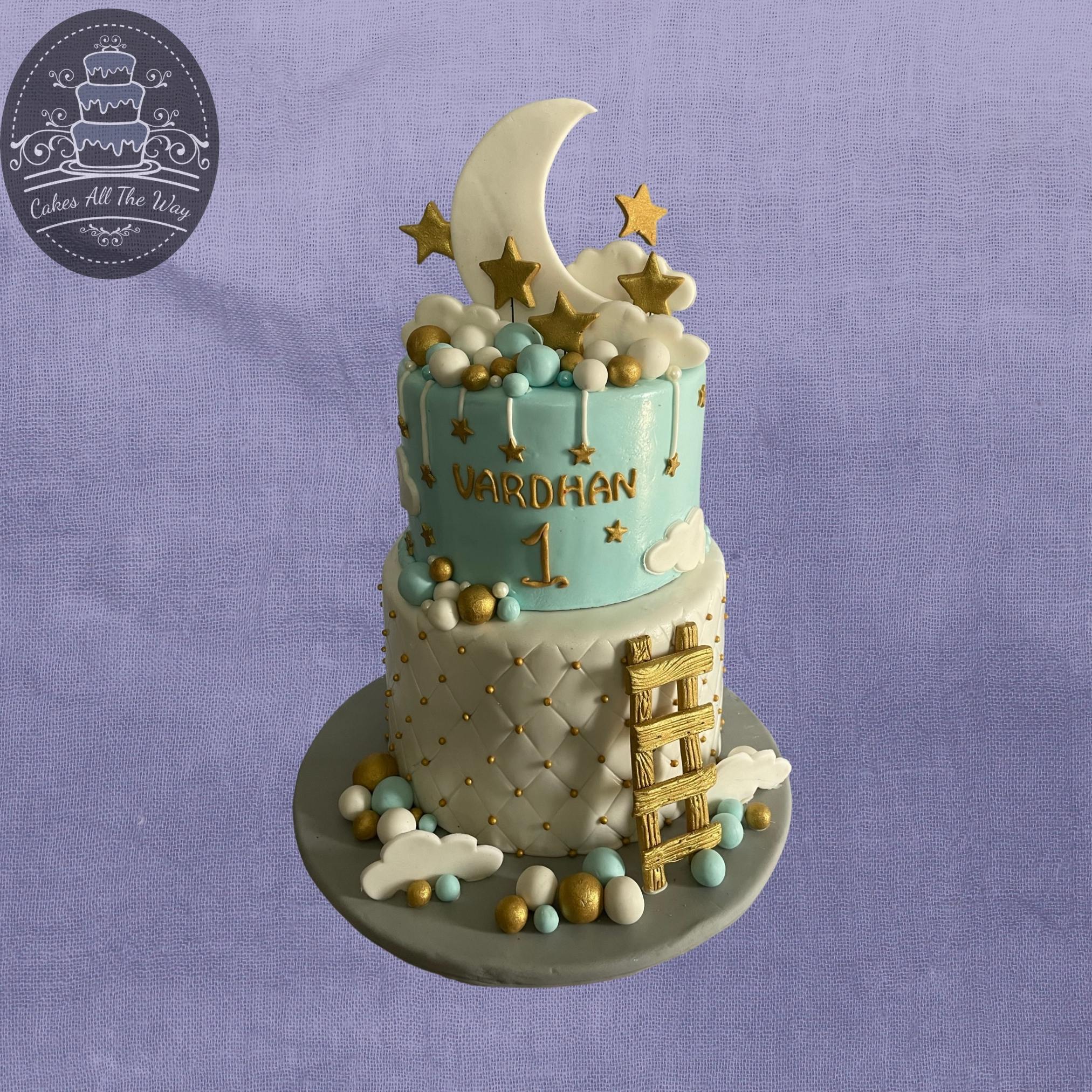 Half Birthday Teddies And Moon Theme Cake