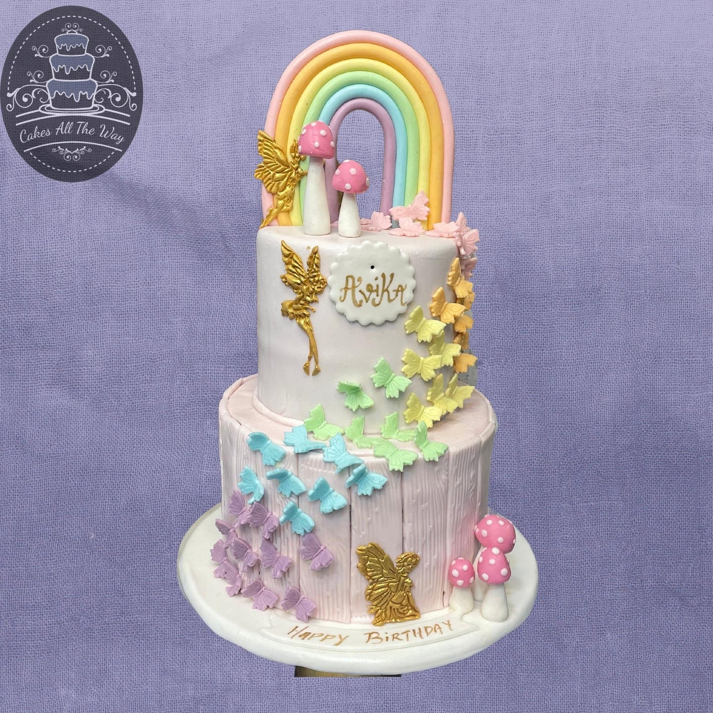 2-Tier Rainbow Theme Cake