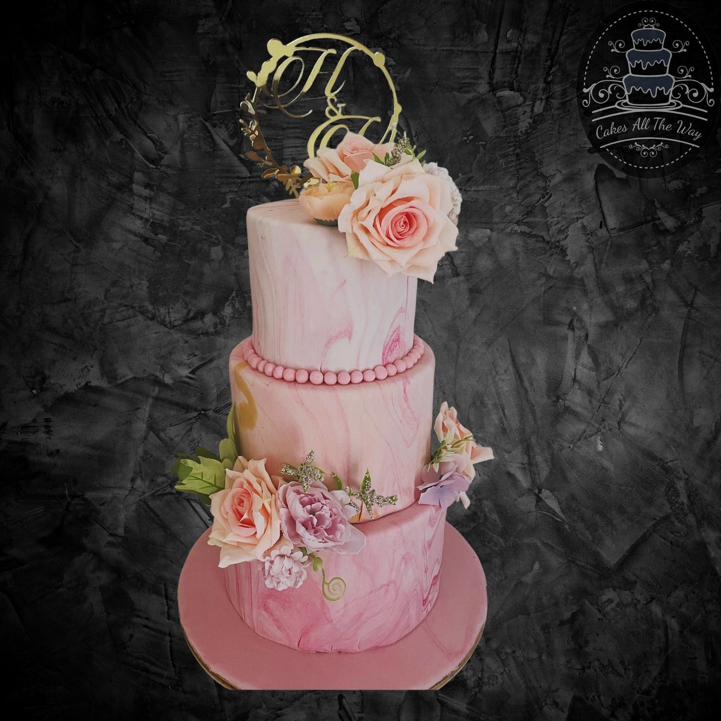 3-Tier Pink Wedding Cake