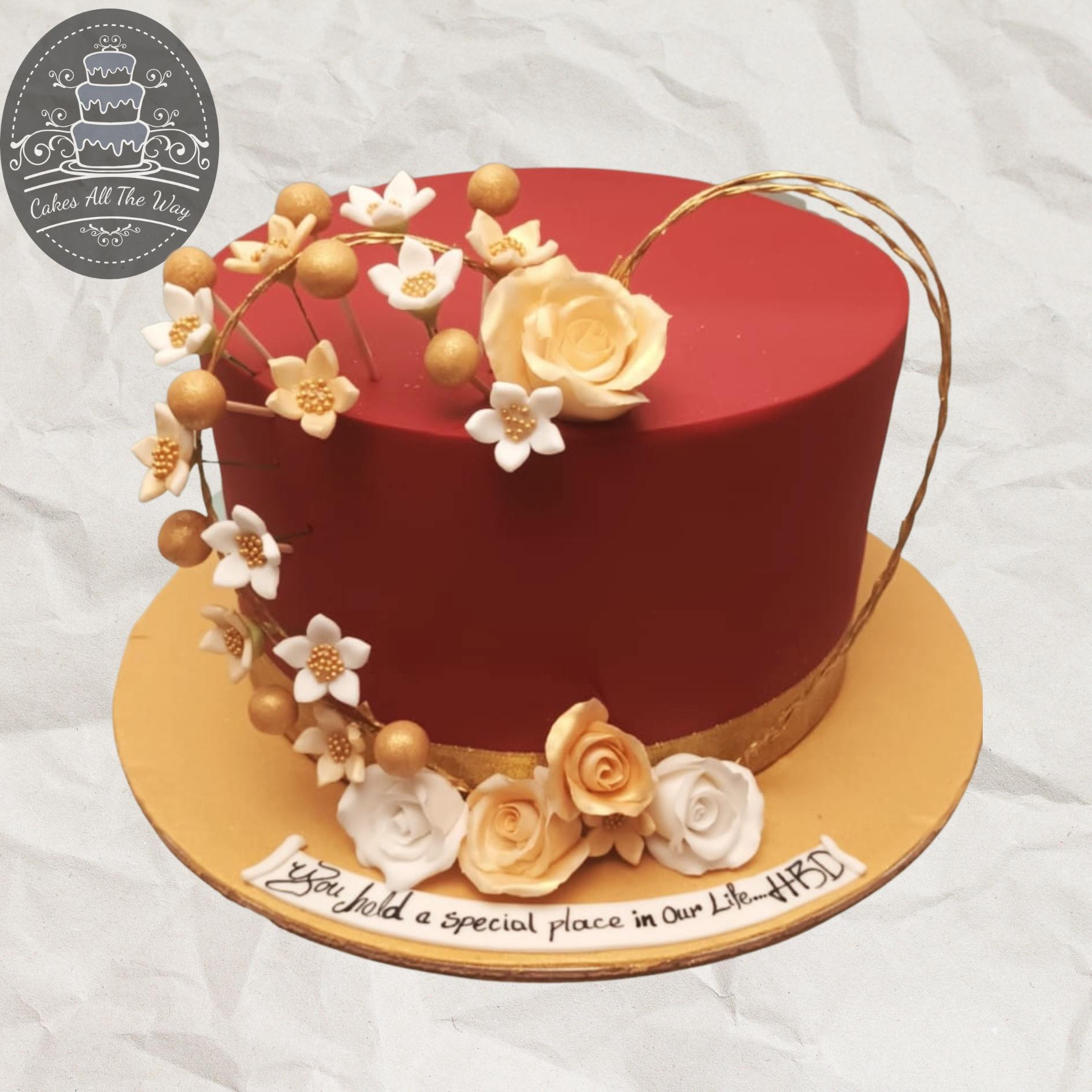 Gold Rose Theme Cake