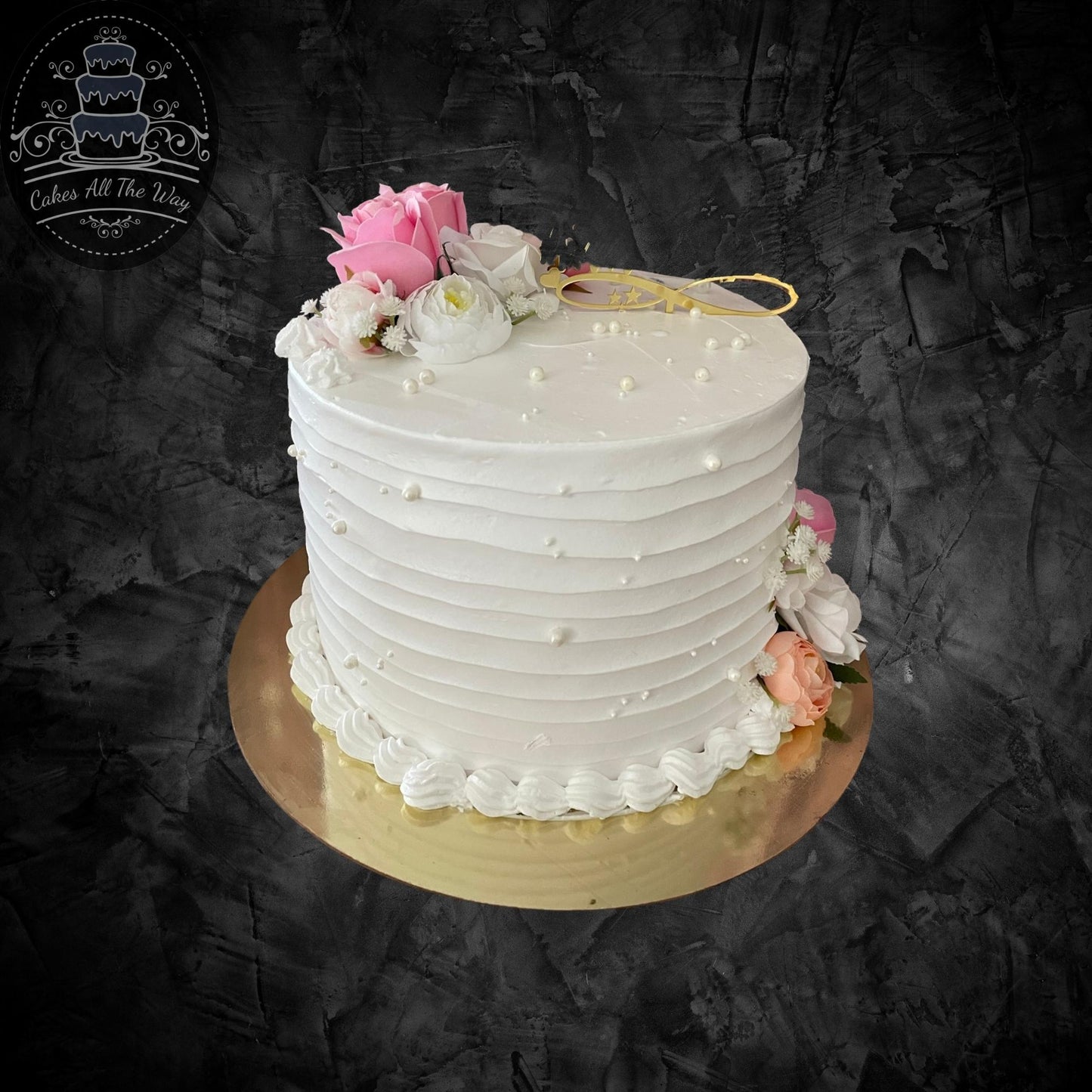 White Ruffles Anniversary Cake