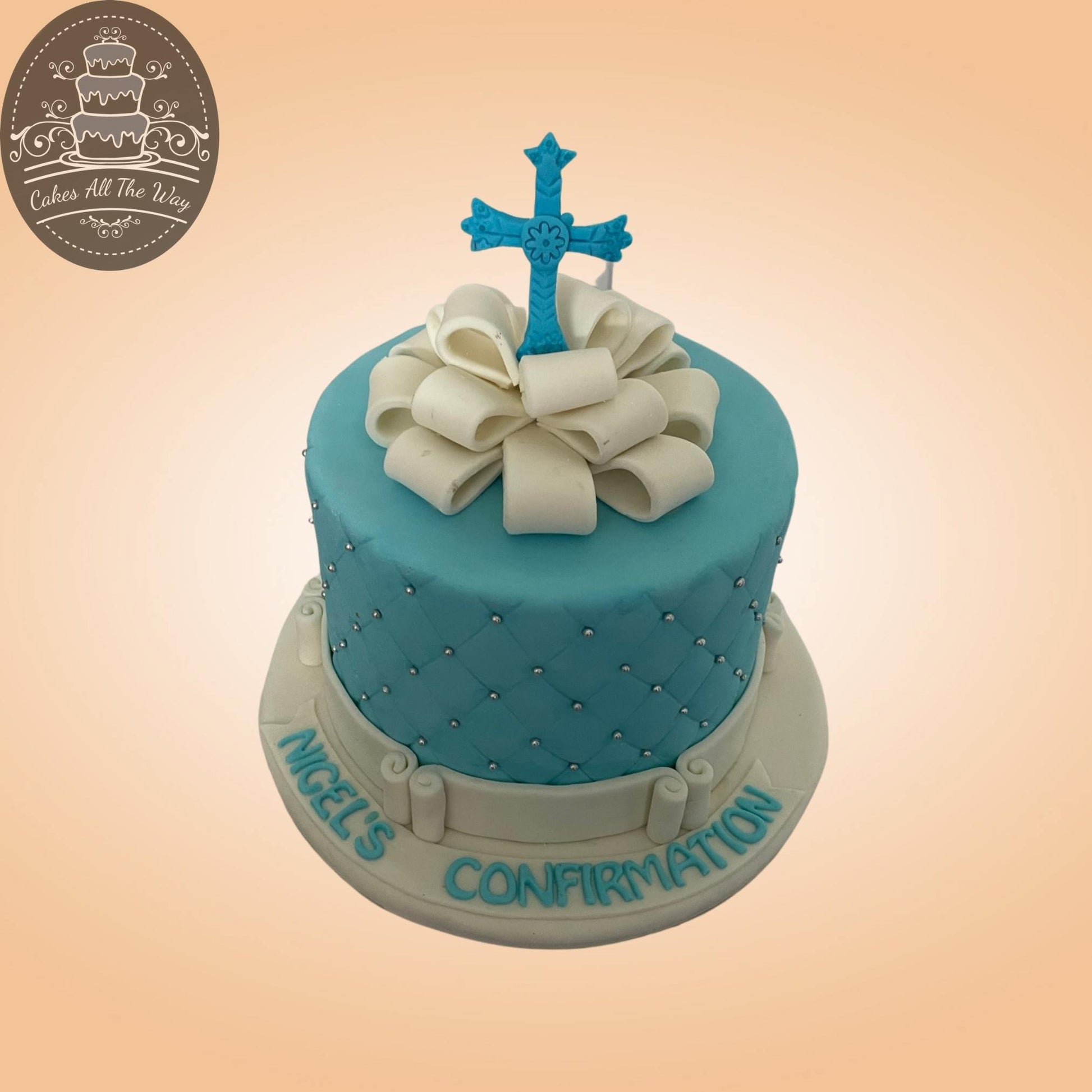 Blue Baptism Cake