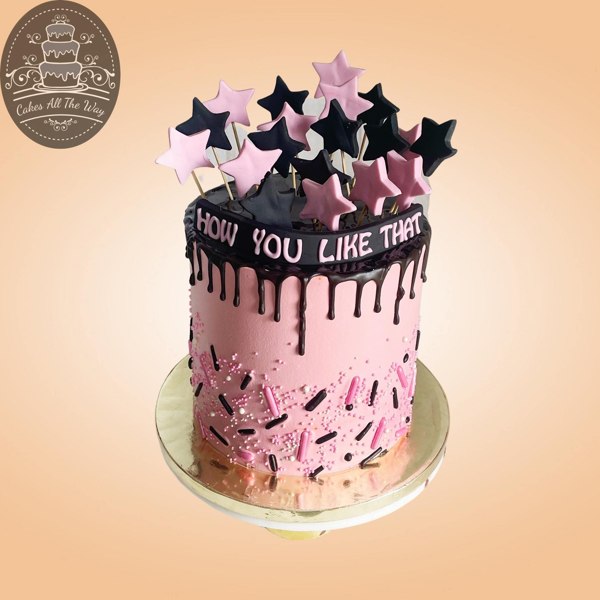Black Pink Theme Cake