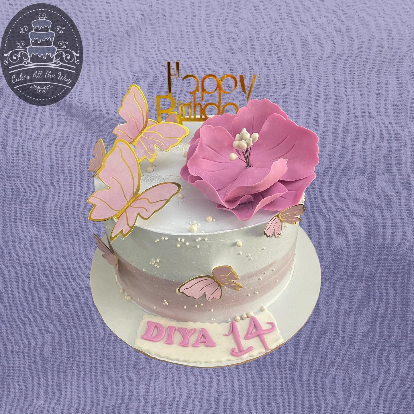 Butterfly and Flower Theme Cake