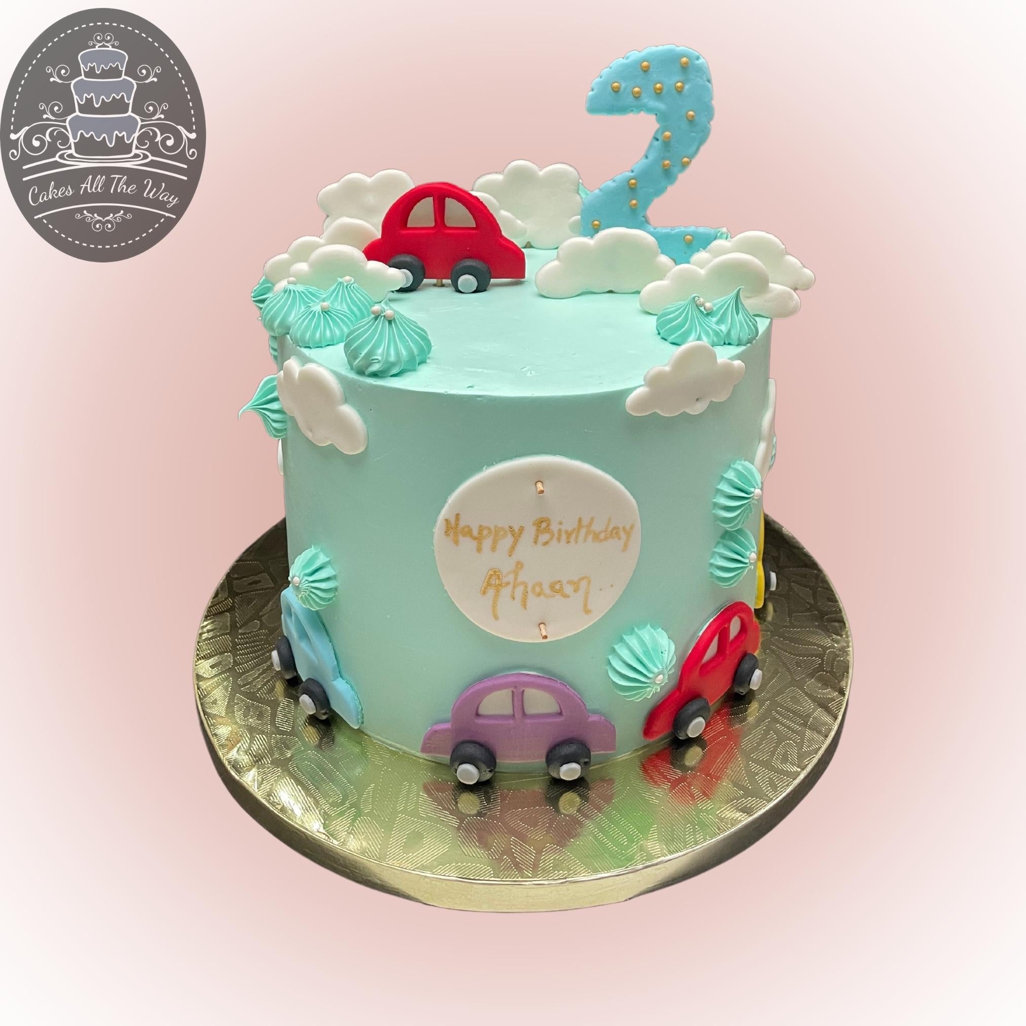 Trendy Blue Heart 2D Cake - Customized Birthday Party Cake - Dubai