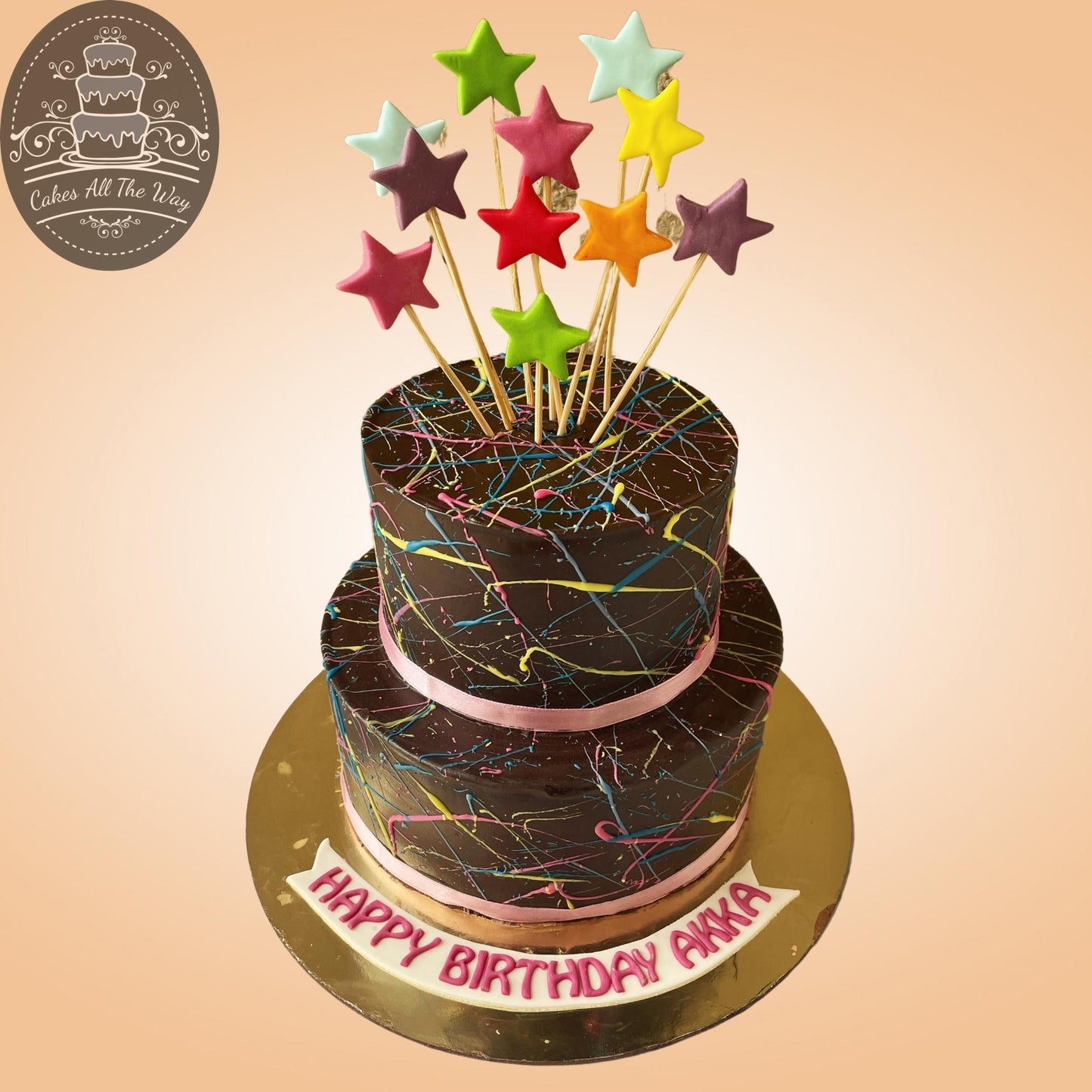 2-Tier Chocolate Star Theme Cake