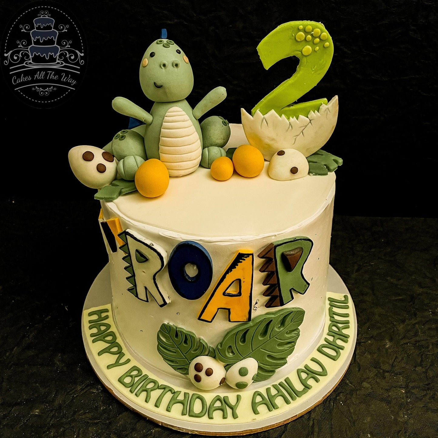 Dino and Eggs Theme Cake
