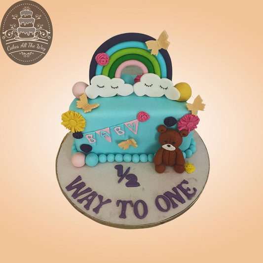 Half Birthday Rainbow Theme Cake