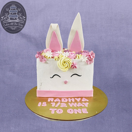Half Birthday Bunny Theme Cake