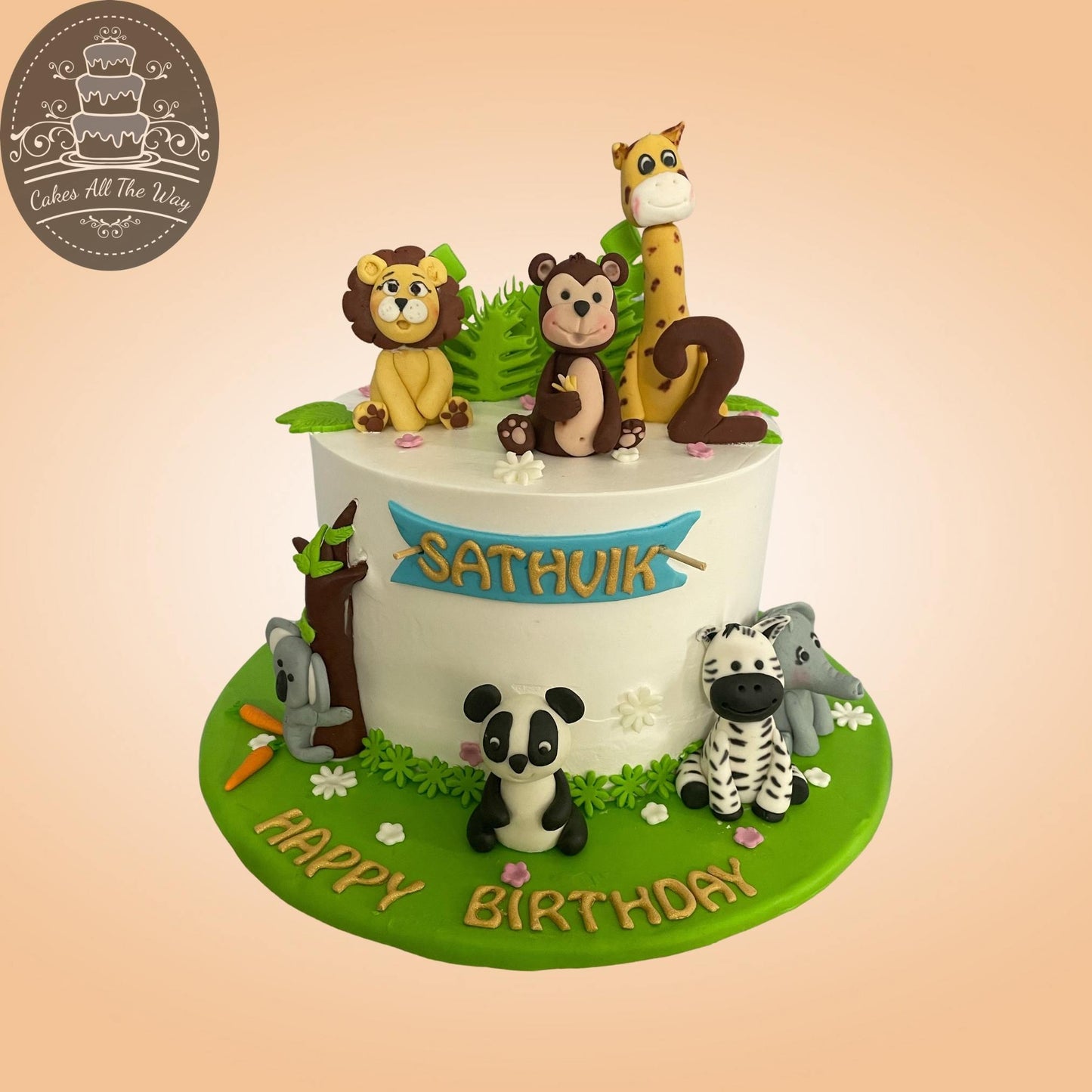1-Tier Jungle Safari Theme Cake