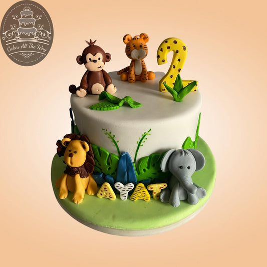 Simple Jungle Safari Theme Cake