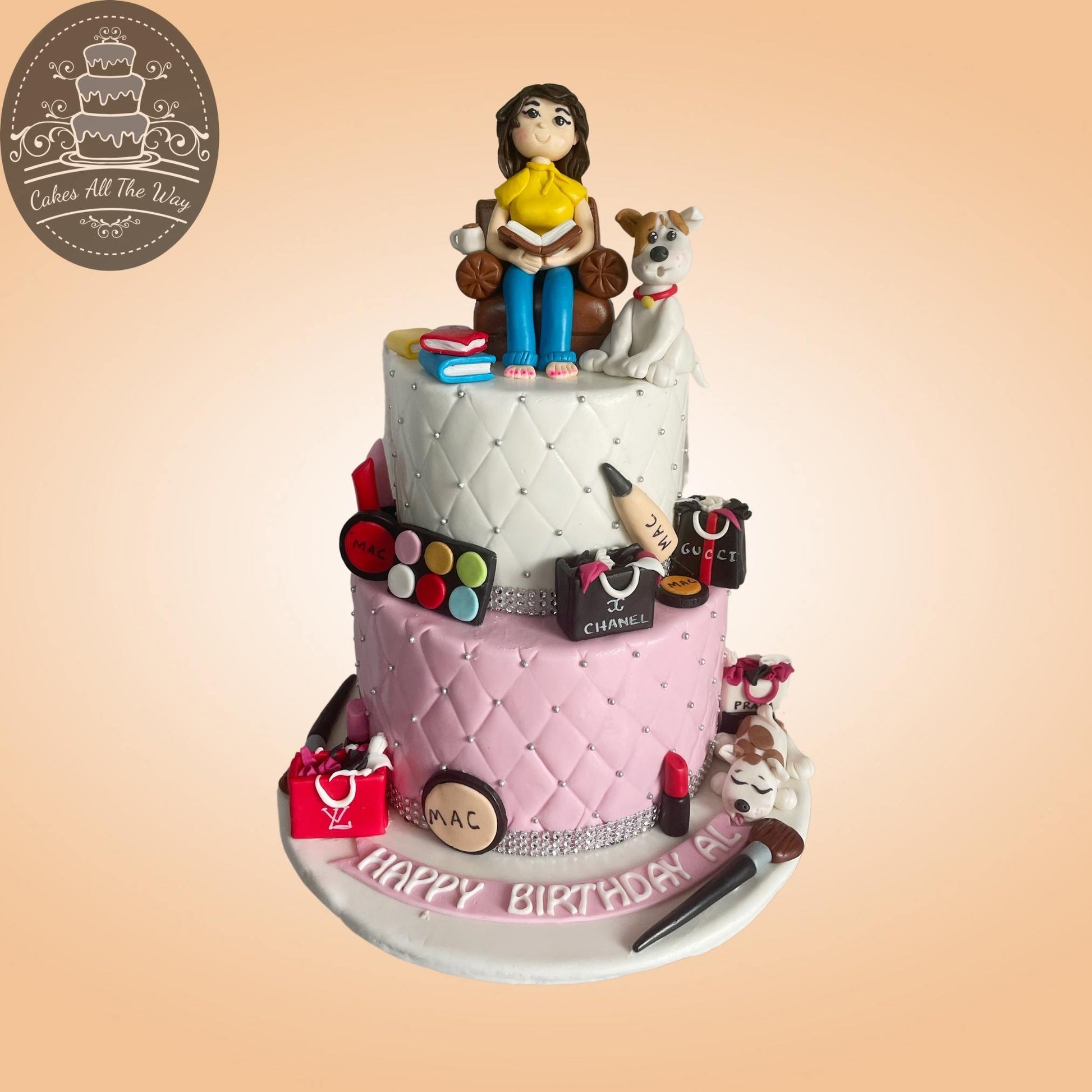 2-Tier Lady with Makeup Theme Cake