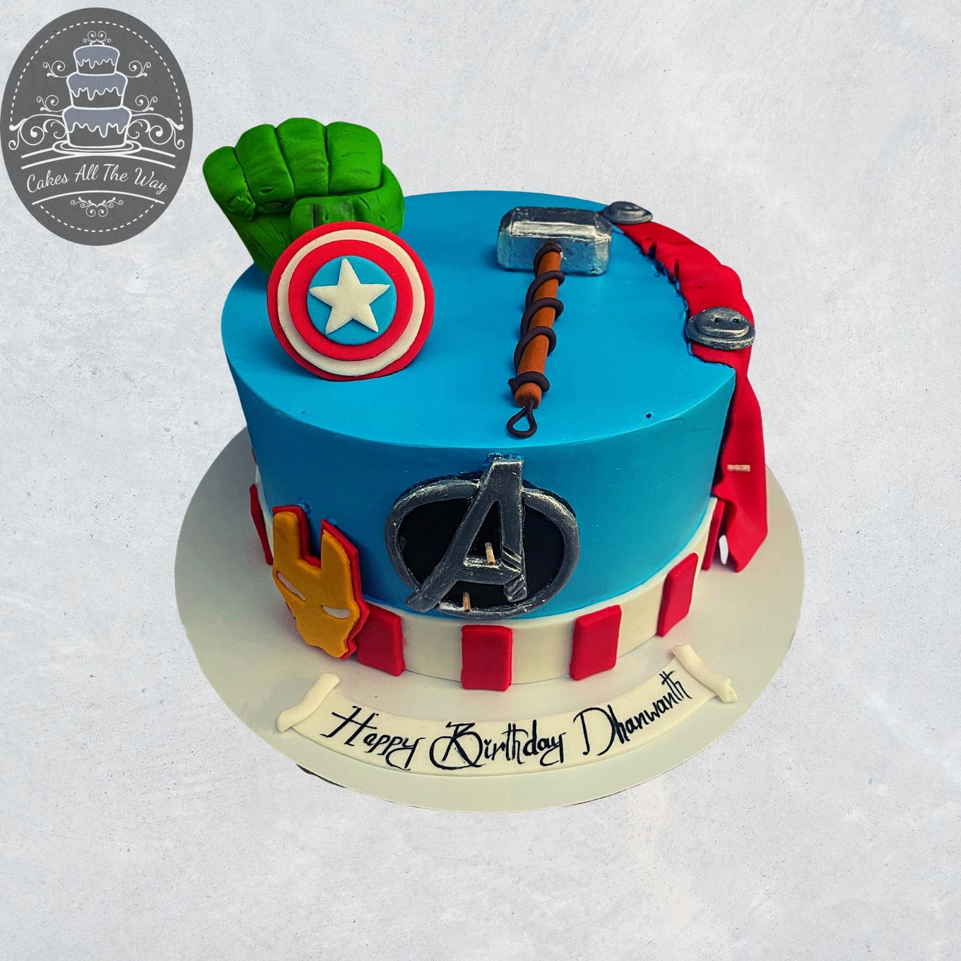 Blue Marvel Superheroes Theme Cake