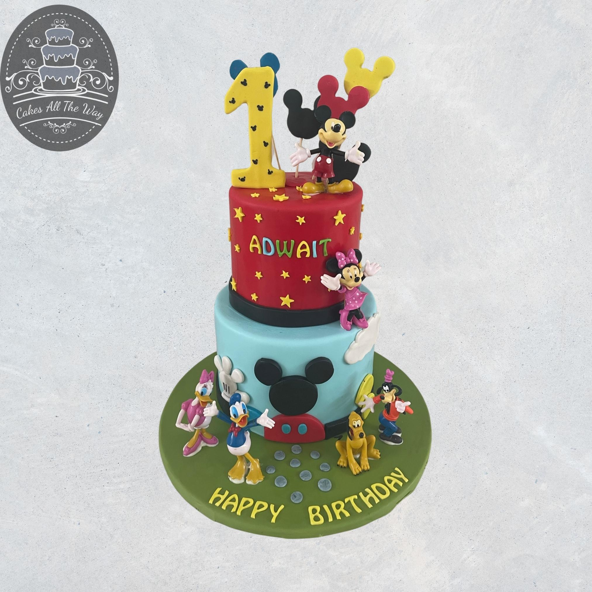 Mickey Mouse 2 tier Cake 4kg : FlowersCakesOnline.com