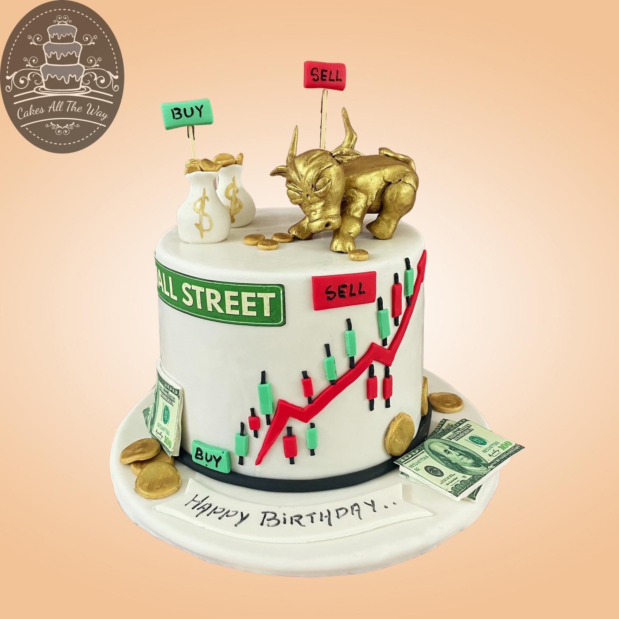 Stock Market Theme Cake for Husband by Creme Castle