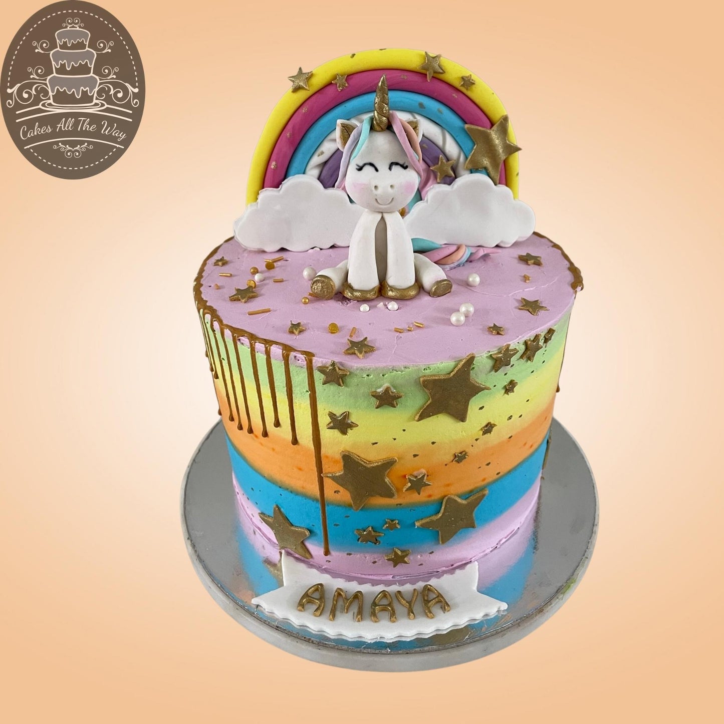 Rainbow Unicorn Theme Cake