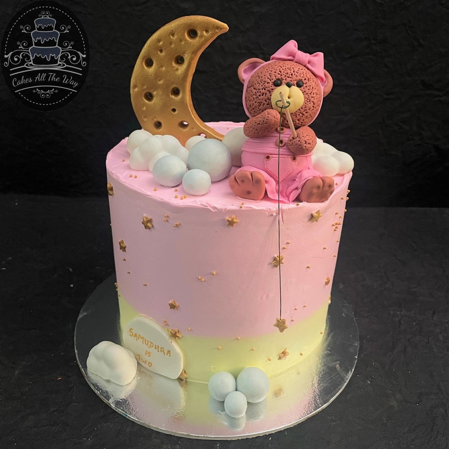 Small Teddy and Half Moon Theme Cake